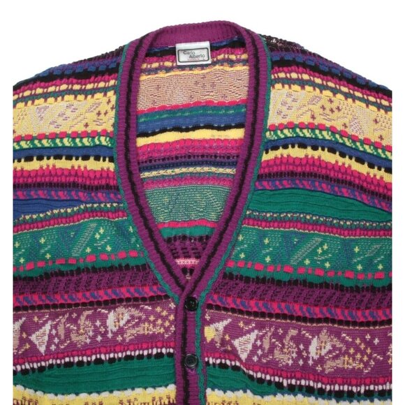 Vtg 90s CARLO ALBERTO Australia Coogie Style Cotton Cardigan Sweater XL /539 - Picture 2 of 4